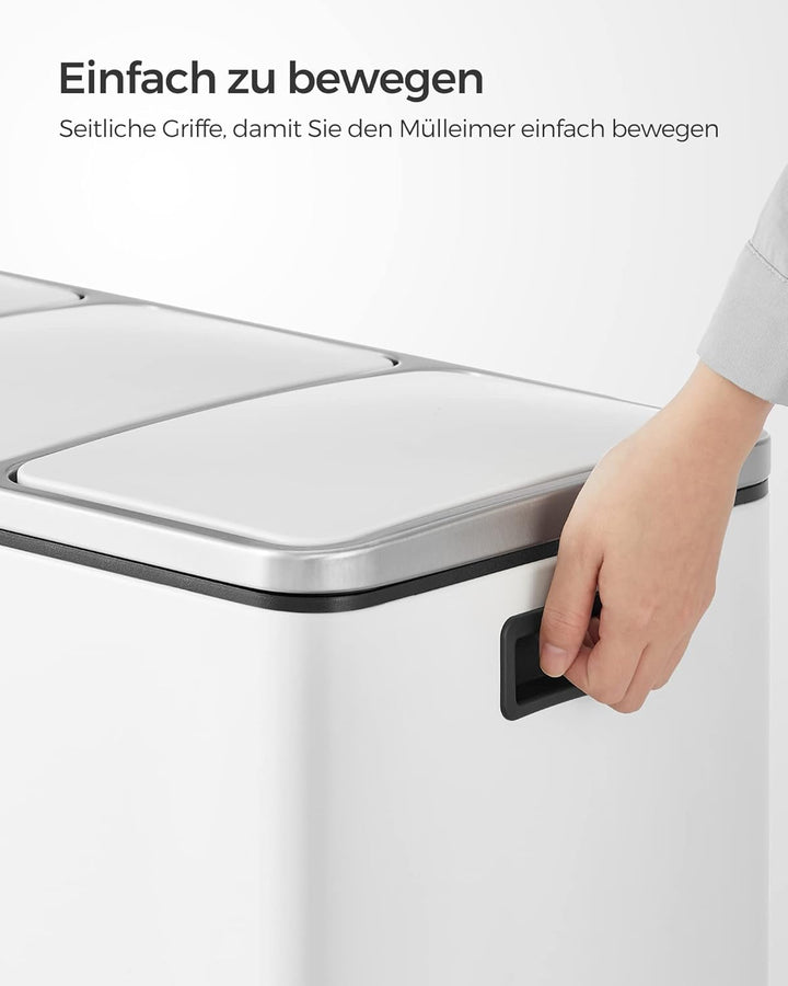 SONGMICS Mülleimer Küche, 3 x 18 L, Mülltrennsystem 3 Fächer, inklusive 15 Müllbeutel, Abfalleimer,