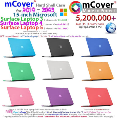 mCover MS-SFL3-15 Hartschalen-Schutzhülle für Microsoft Surface Laptop 3 Computer 2019 (veröffentlic