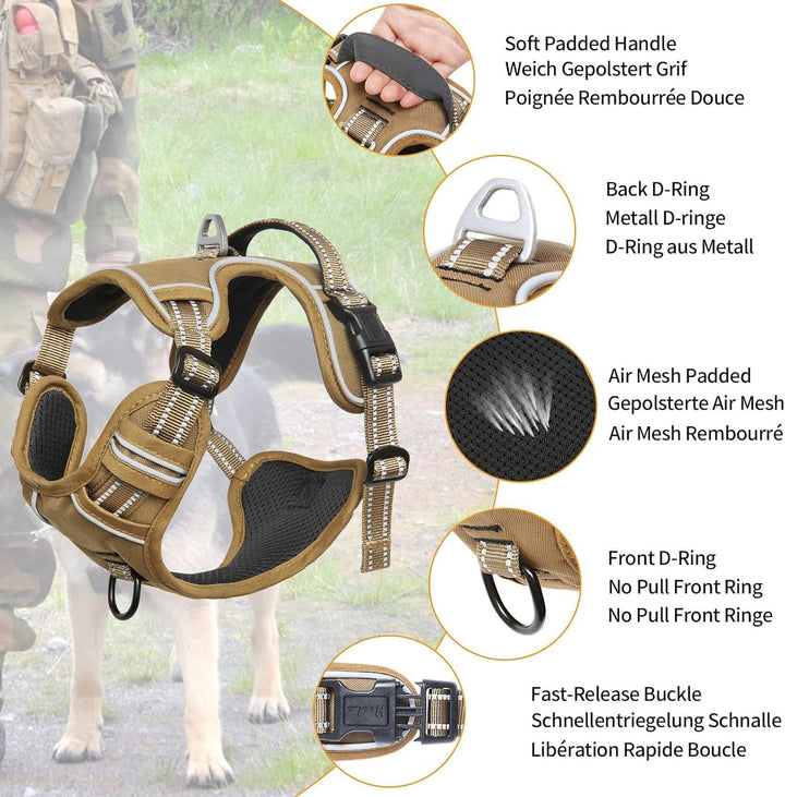 HEELE Hundegeschirr, Hundegeschirr Mittelgrosse Hunde mit Griff Reflektierend Hundegeschirr Gepolste