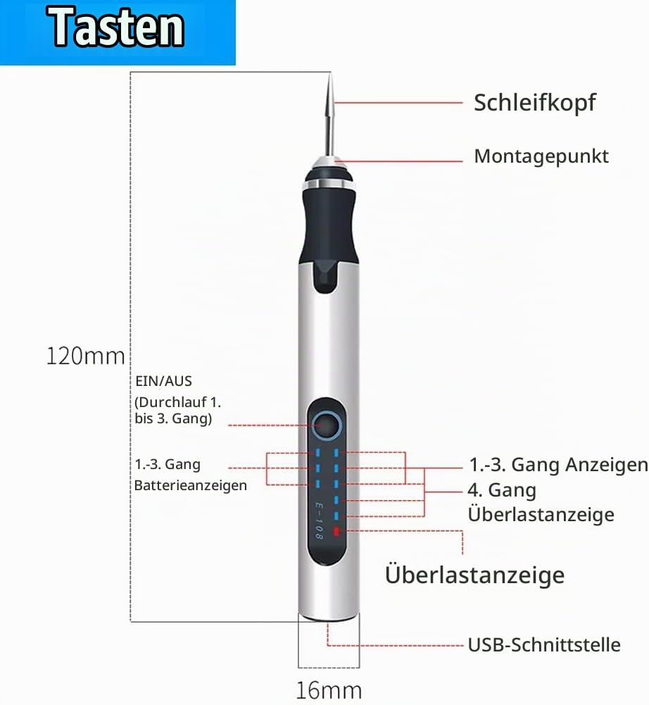 Elektrischer Gravierstift Gravierwerkzeugsatz Micro Gravierer Ätzstift DIY Drehwerkzeug für Schnitze