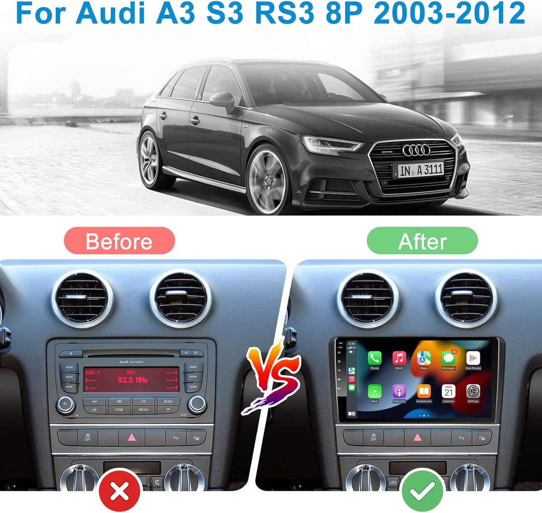 Android Autoradio Wireless CarPlay Wireless Android Auto für Audi_A3 S3 RS3 2GB+32GB 9 Zoll QLED Bil
