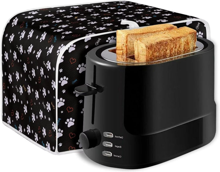 Kuiaobaty Schwarze Katzen-Abdeckung für Toaster, zwei Scheiben, Katzenpfoten, Brot, Toaster, Ofentuc