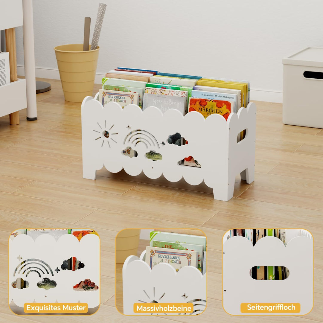 Kinder Bücherregal Holz, Montessori Bücherregal Kinder, Bücherkiste Kinder für Leseecke, Babyzimmer,