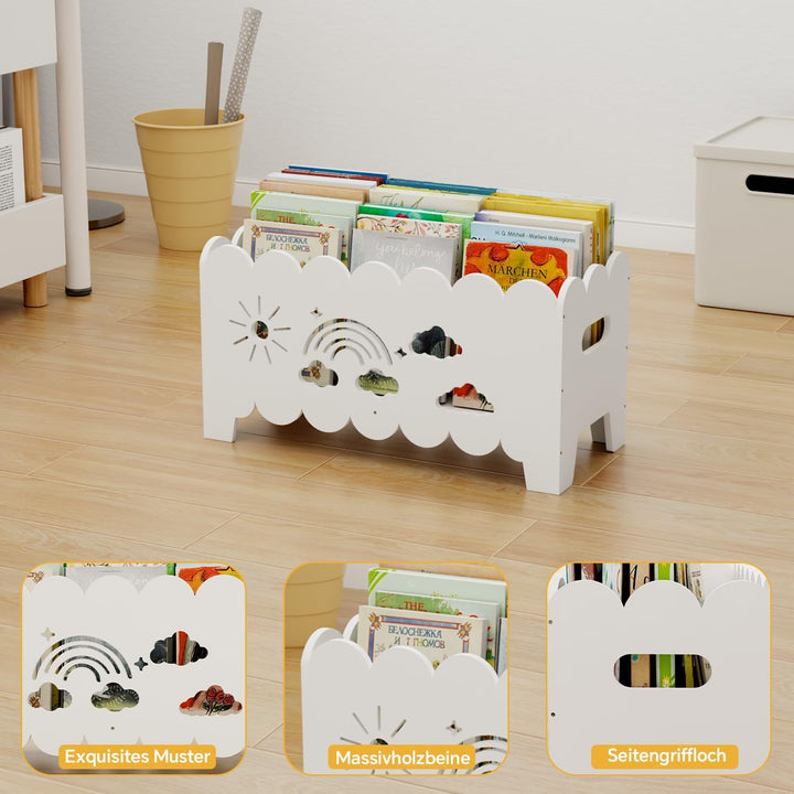 Kinder Bücherregal Holz, Montessori Bücherregal Kinder, Bücherkiste Kinder für Leseecke, Babyzimmer,