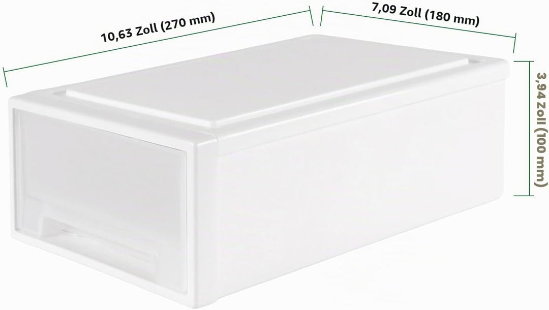 3 Stück 27 x 18 x 10cm Weiss Schubladenbox Kunststoff, Stapelbare Schubladenboxen, Schreibtisch Orga