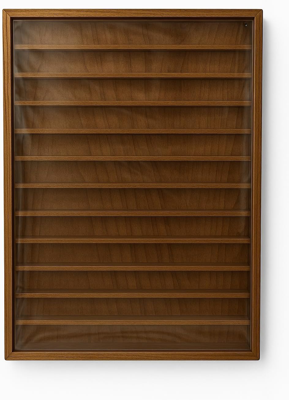 Vitrine Miniatur-Kollektionen, Eichenlack, Masse (B/T/T): 50 x 5 x 70 cm. 50*5*70 cms, 50*5*70 cms