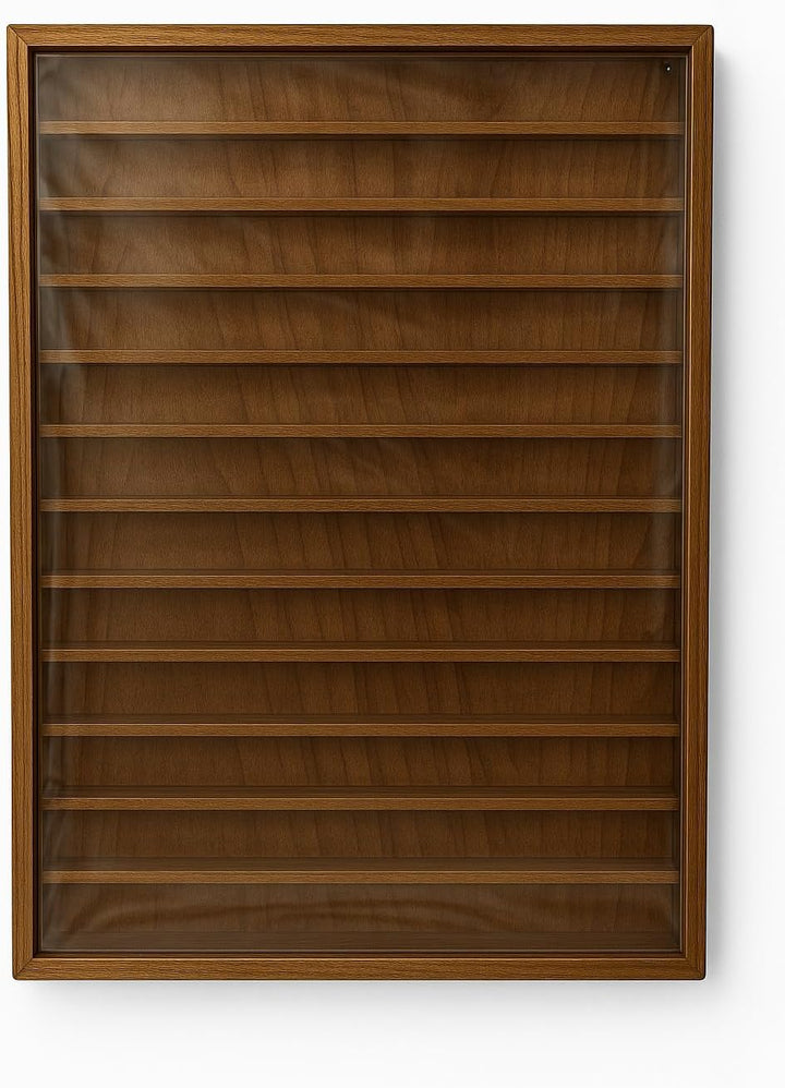 Vitrine Miniatur-Kollektionen, Eichenlack, Masse (B/T/T): 50 x 5 x 70 cm. 50*5*70 cms, 50*5*70 cms