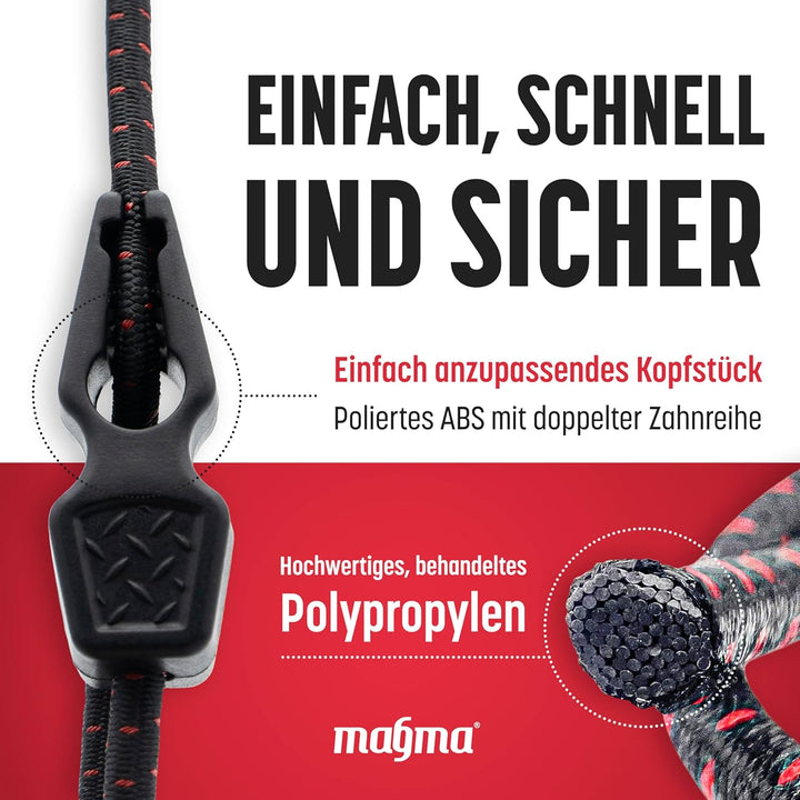 MAGMA Packung mit 12 elastischen Spannern 50 cm, Transportroken für V20 Magma, Fahrradträger, Ösen,