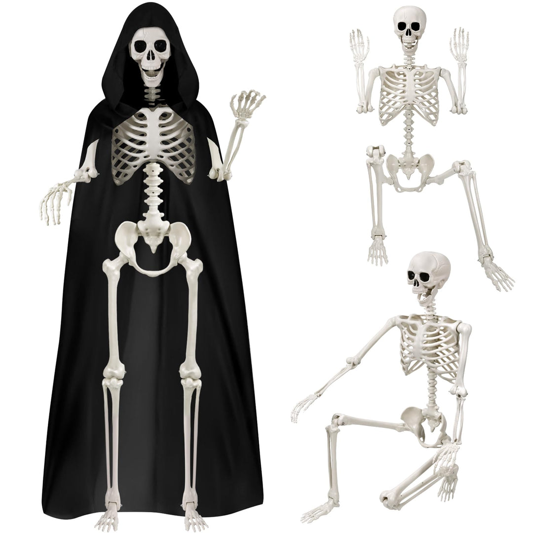 DIYDEC 1 Stück 165cm Halloween Bewegliches Skelett, Ganzkörper Skelett Lebensgrosses Skelett mit Man