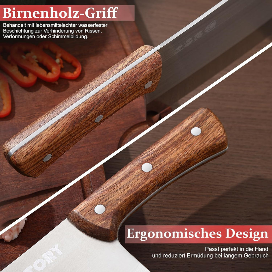 Kitory Hackmesser 18cm, Fleichmesser Extrem Scharf Chinesisches Küchenmesser, Metzgermesser mit Hoch