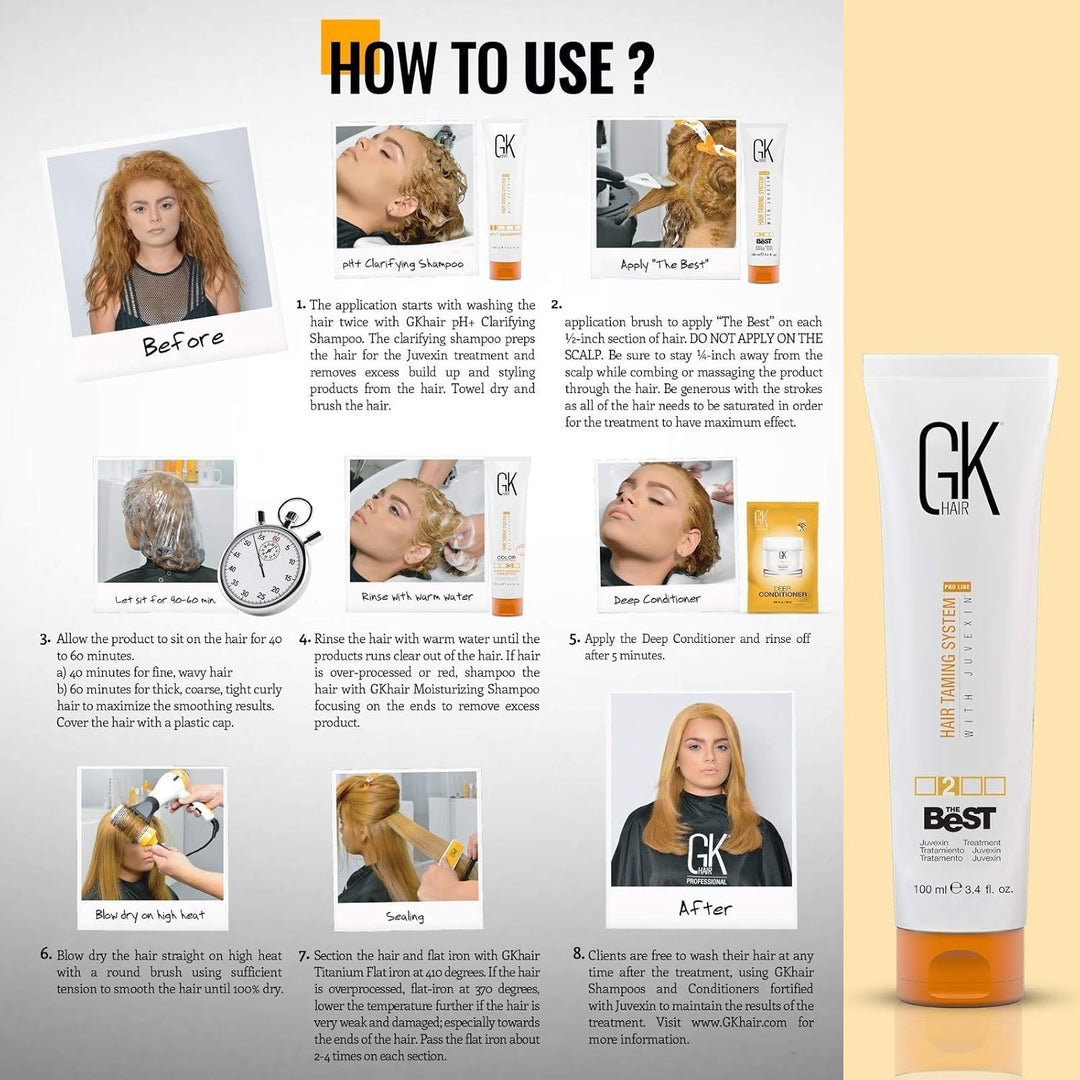 GK HAIR Global Keratin The Best (3.4 Fl Oz/100ml) Glättende Keratin-Haarbehandlung - Professionelle