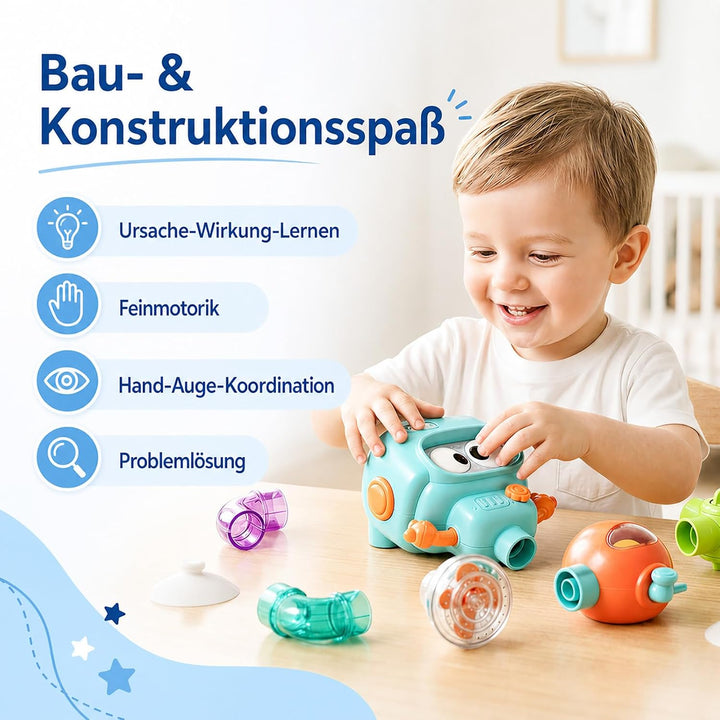 Badewannenspielzeug ab 3 Jahren, Badespielzeug Set zum Zusammenbauen mit Saugnäpfen, 9-teilig Bunt-7