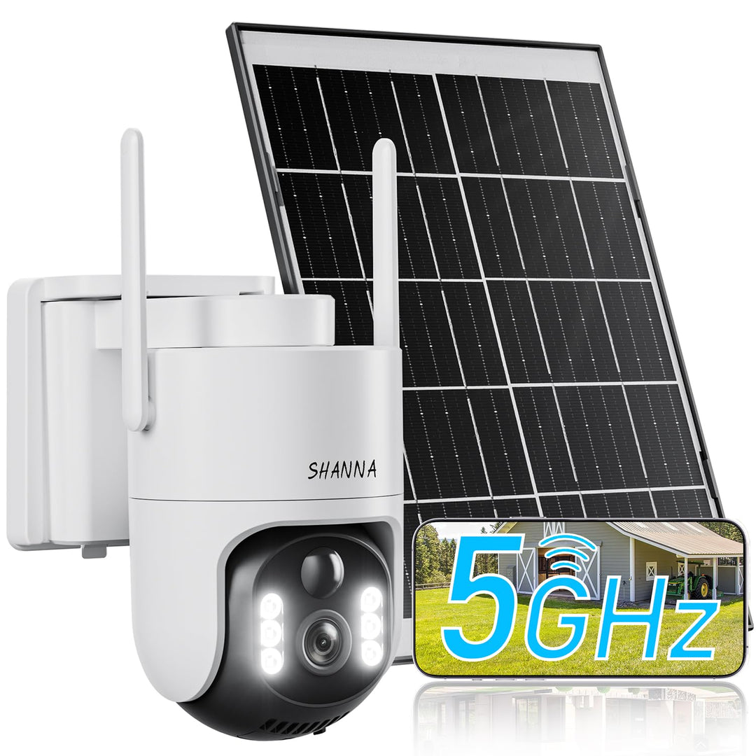 [5GHz & 2,4GHz] Überwachungskamera Aussen Solar, 8000mAh Akku und 7W Solarpanel, 2K PTZ 360° Solar K