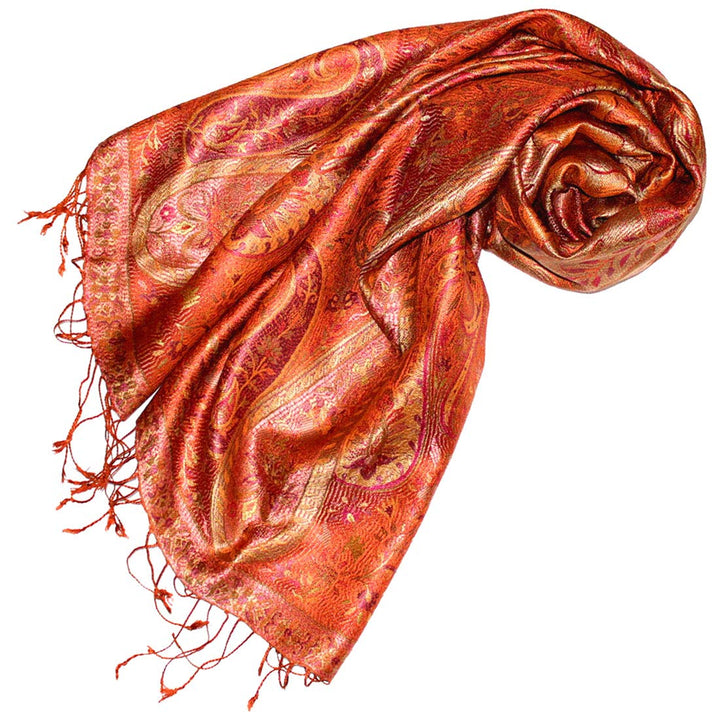 Lorenzo Cana Luxus Pashmina Schal Schaltuch jacquard gewebt 100% Seide 70 x 190 cm Paisley Muster Se