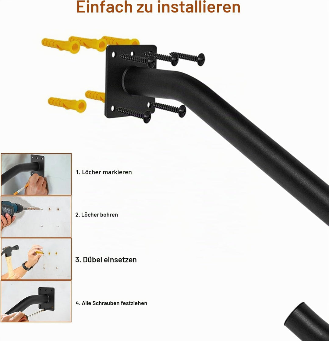 VANROUG 2 Stück Schwarze Übergangshandläufe Handläufe für Outdoor-Stufen, Fit 1 oder 2 Stufen Outdoo