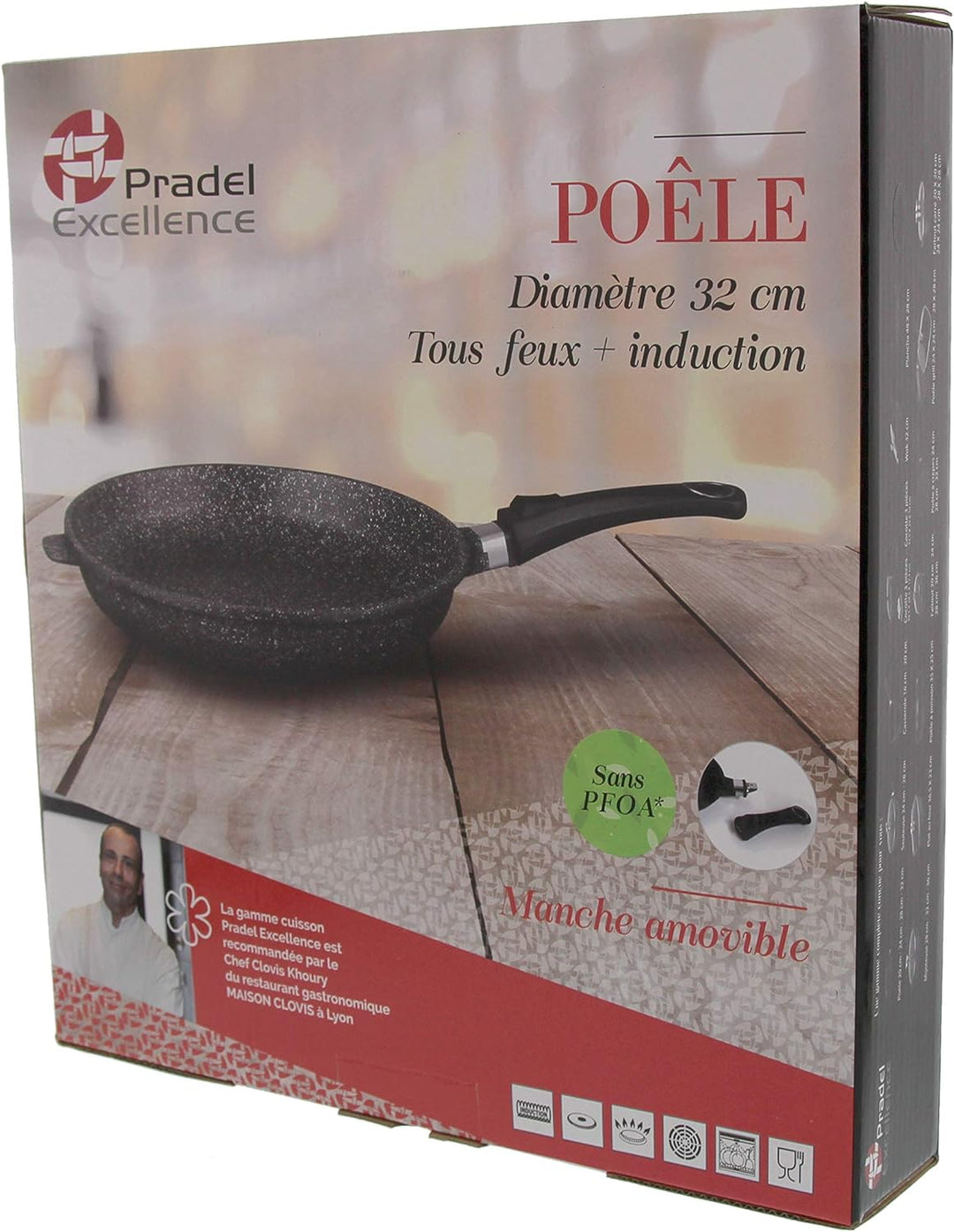 Pradel Excellence 52410M Bratpfanne in Stein-Optik für alle Herdarten, inklusive Induktion 32 cm, 32