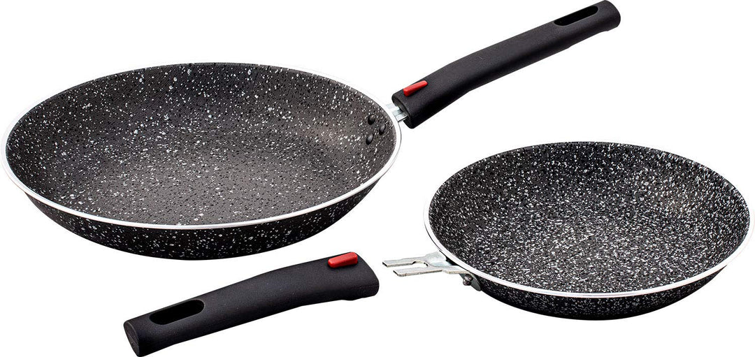 BERGER Stone Rock Aluminium Pfannenset 4- teilig, Bratpfanne 20 cm + 26 cm | Antihaft-Pfanne mit abn