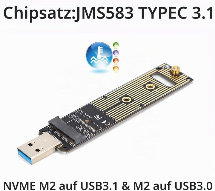 Tangxi M.2 NVMe auf USB Adapter, 10 Gbit/s M.2 SSD auf USB 3.1 M.2 Adapter, M.2 NVME basiert M Key M