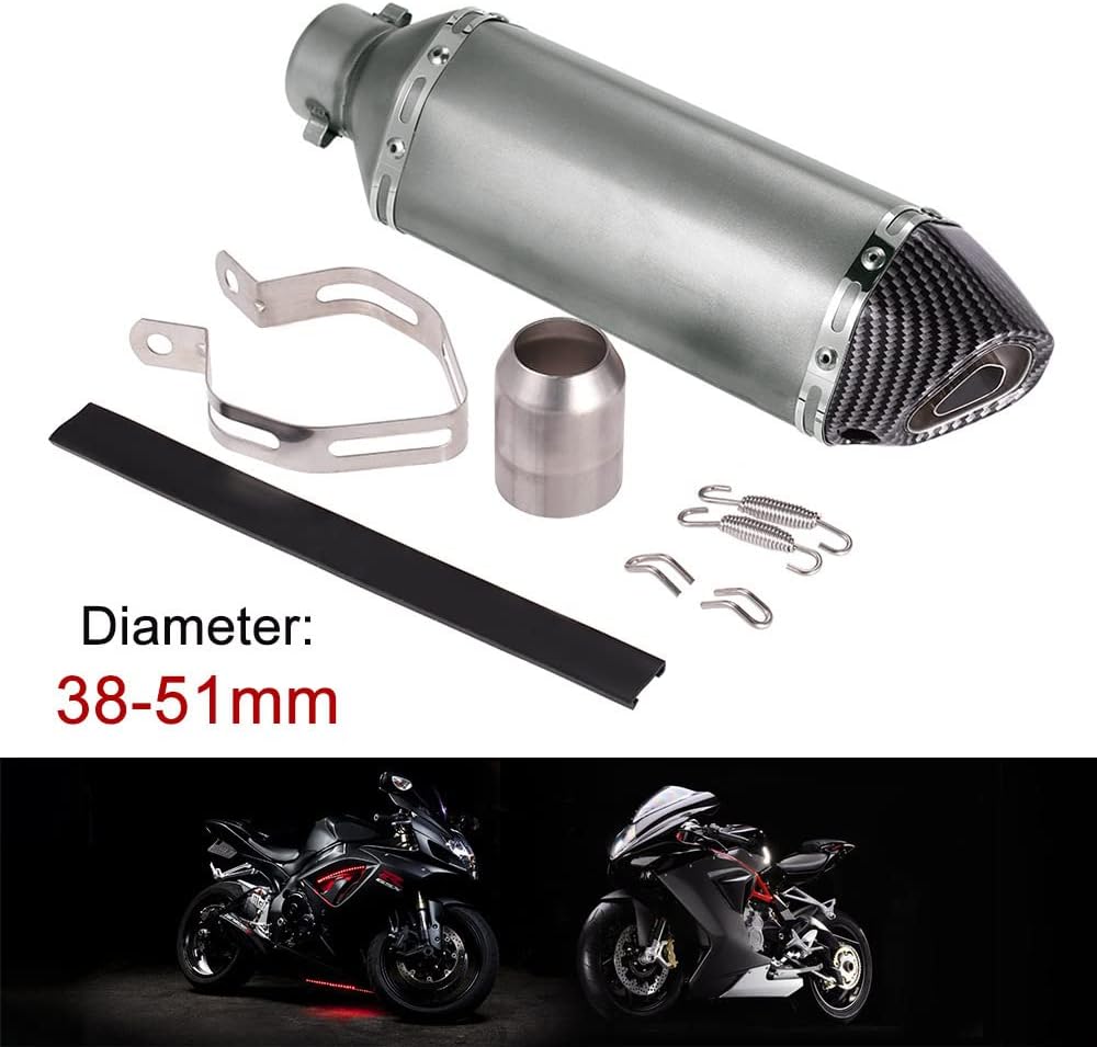 Shkalacar Motorrad Auspuff Universal, Kleiner Sechskant-Fase Modifizierter Endschalldämpfer, 38-51mm