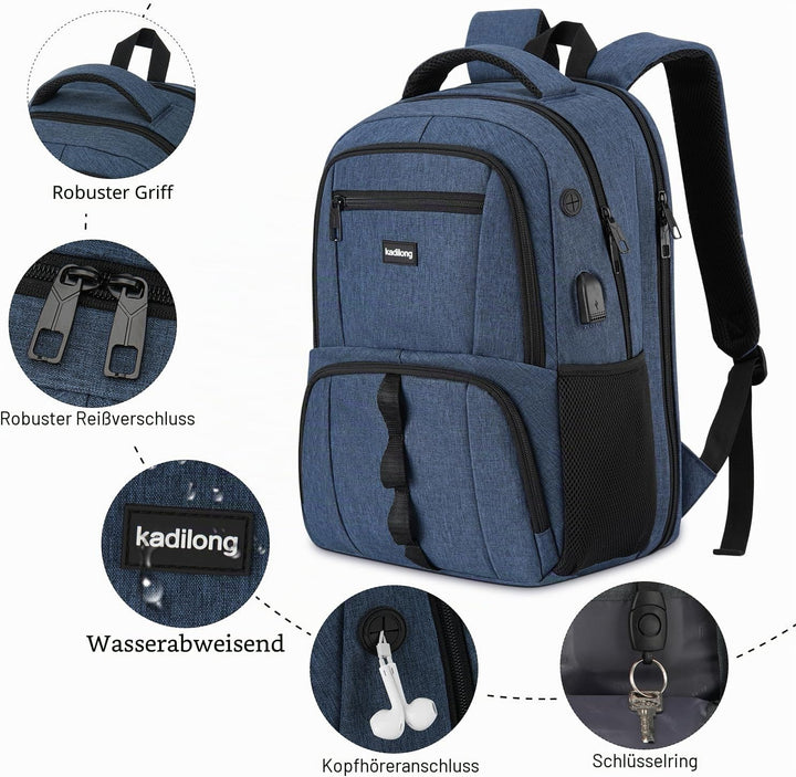 Rucksack Herren Gross Laptop Rucksack,Schulrucksack Jungen Teenager Laptoptasche mit USB Ladeanschlu