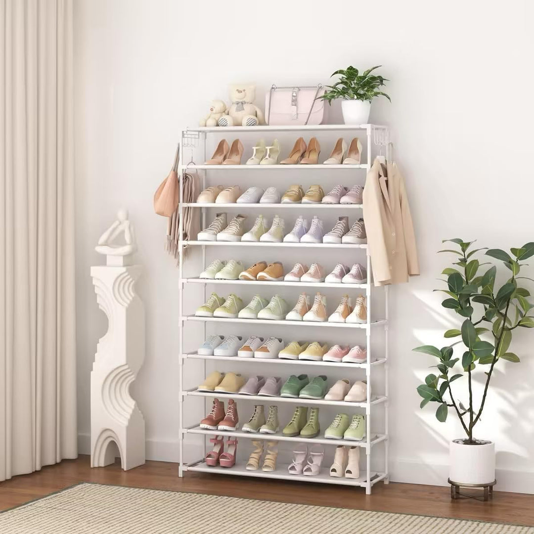 Schuhregal 10 Ebenen, Schuhschrank Metall für 50 Paar Schuhe, Schuhorganizer 155cm Hoch, Schuhaufbew