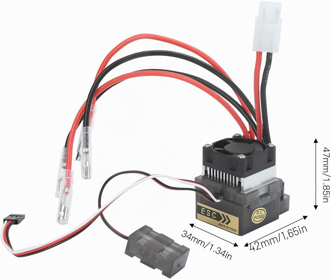 Drfeify RC ESC 360A mit Kühlkörper und Lüfter wasserdichter gebürsteter Regler für 1/10 RC Crawler/T