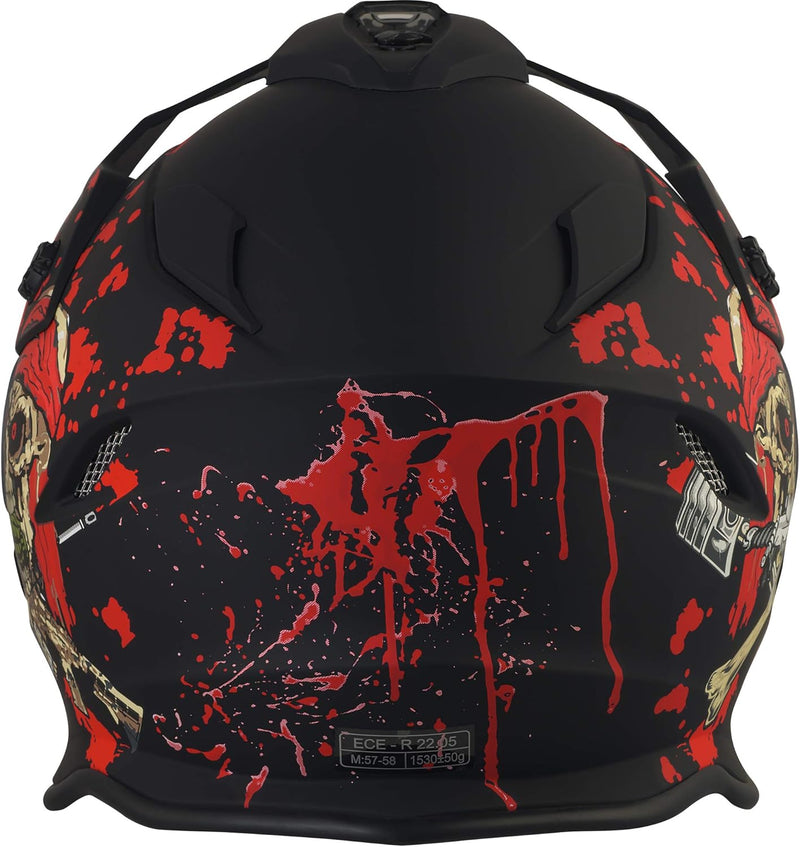 Broken Head Jack S. VX2 rot - Motocross-Helm mit Visier und Sonnenblende - Enduro Cross-Helm S (55-5