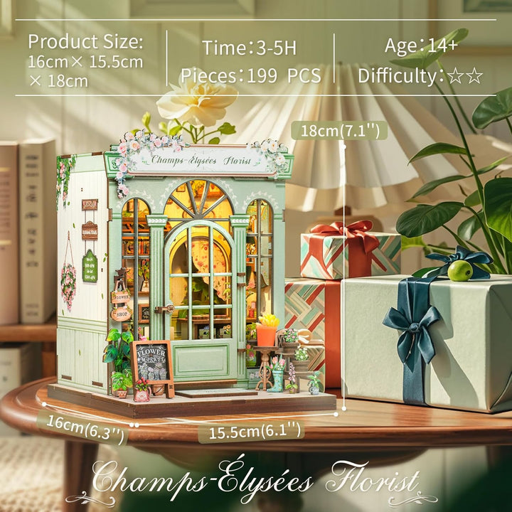 CUTEBEE Book Nook Kit – DIY Puppenhaus Häuser, Miniatur Haus Selber Bauen für Erwachsene, 3D-Holzpuz