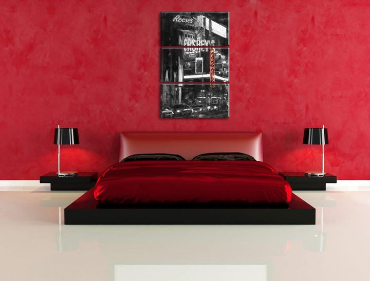 berühmtes Hershey's in New York schwarz/weiss Spezial 3-Teiler Leinwandbild 120x80 Bild auf Leinwand