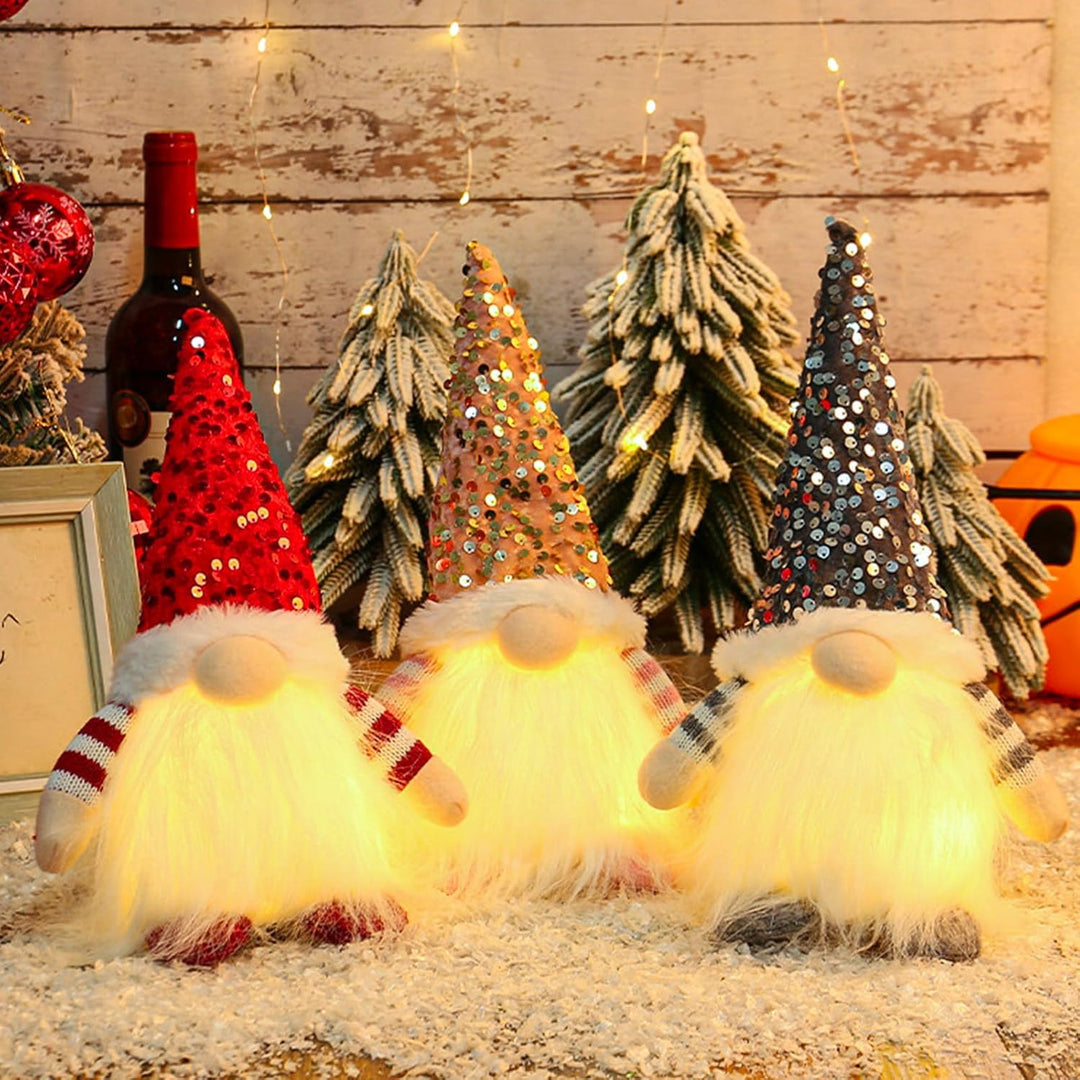 ACAREY Weihnachtsdeko 3 Stück Weihnachten Deko Wichtel mit LED Licht Weihnachtswichtel Figuren Plüsc