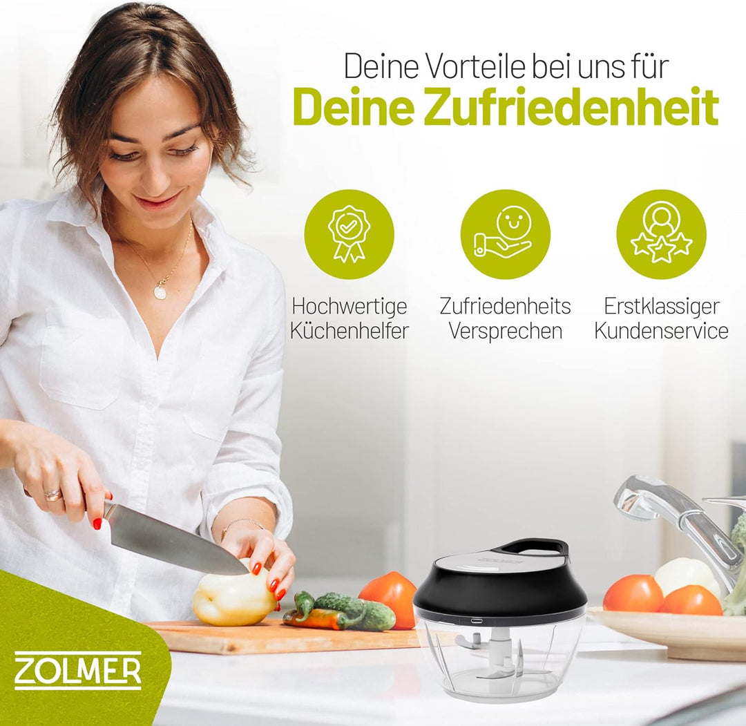 ZOLMER® Zwiebelschneider - Manueller Zerkleinerer mit Seilzug als Gemüseschneider - Multizerkleinere
