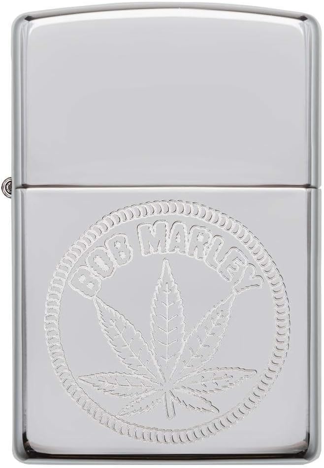 Zippo Unisex BOB Marley, Weed Stamp Winddichtes Feuerzeug, Chrome,