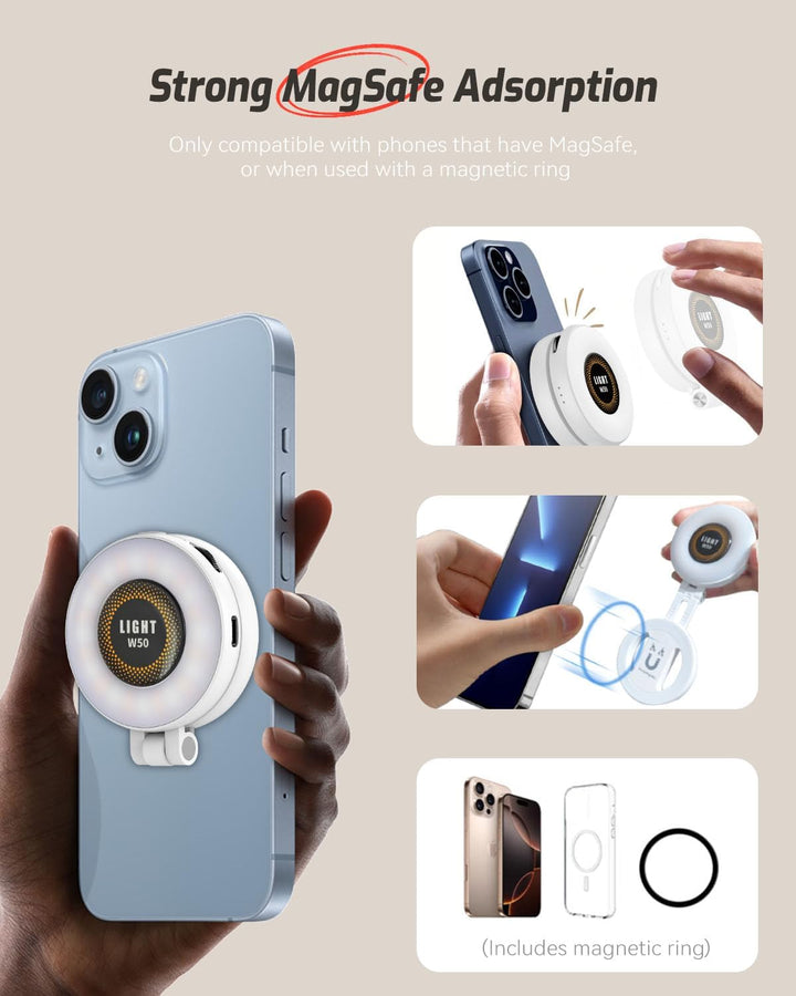 Ringlicht Handy Selfie Licht für iPhone - Magnetisches Handy Licht Telefonringlicht wiederaufladbar