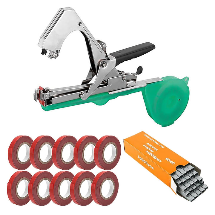 ZONADAH Pflanzenbindemaschine, Gartenrebenbindegerät, Pflanzenband, Rinderplatten mit 10 Rollen Pfla