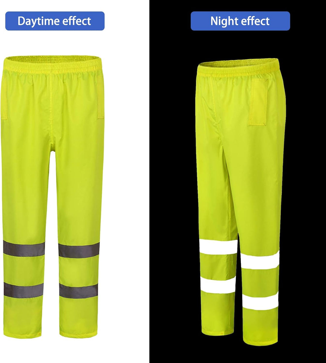 AYKRM Hi Viz 2 Band Reflective Tape Waterproof Rain Hi Vis Safety Over Trouser Work Elasticated Wais