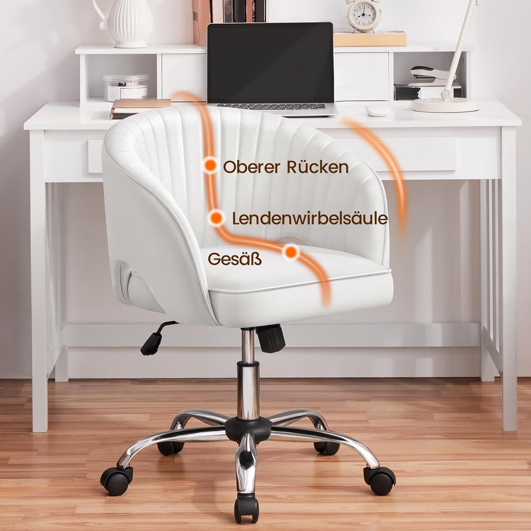 Yaheetech Bürostuhl aus Kunstleder, Ergonomischer Schreibtischstuhl mit Armlehnen, Drehstuhl mit Rol