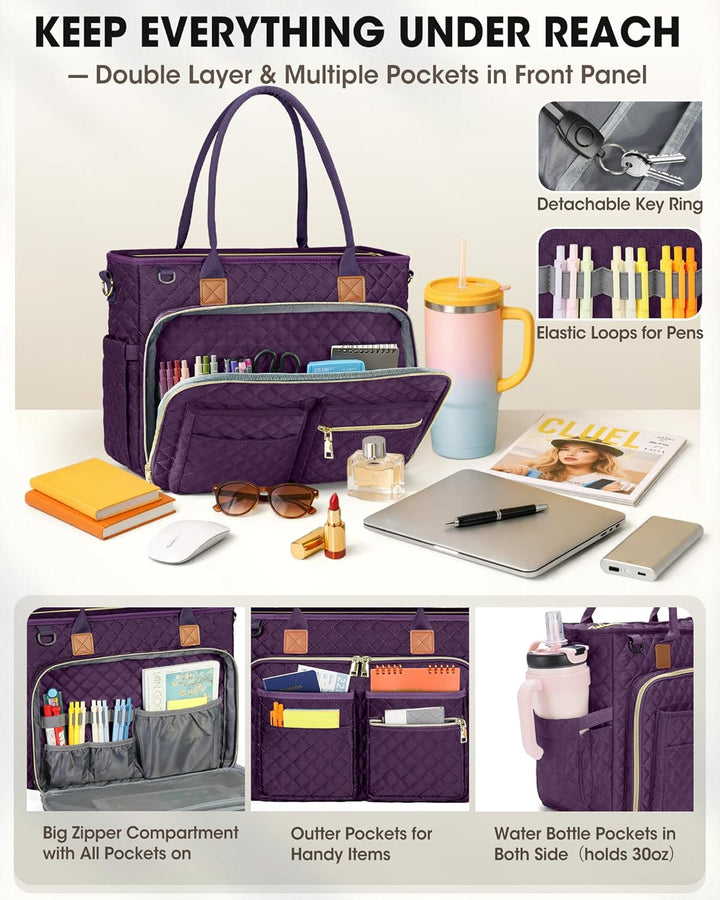 RAINSMORE Lehrertasche 15.6 Zoll Laptoptasche Damen Aktentasche mit Isolierter Tasche Arbeitstasche