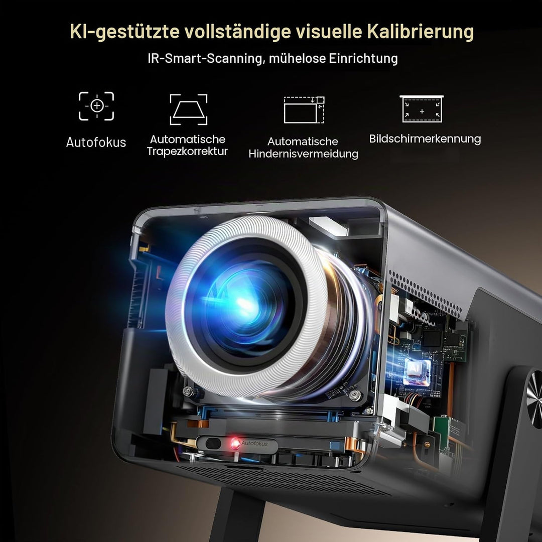 [Native 1080P/2000 ANSI/KI-Sprachassistent] Smart Beamer mit Android 14 OS 4K-Unterstützung X7 Proje