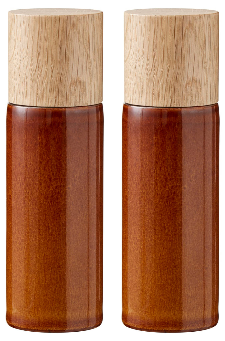 BITZ Salz- und Pfeffermühle, 2 Gewürzmühlen aus Steingut (Salzmühle + Pfeffermühle), 2er-Set, 16,7 c
