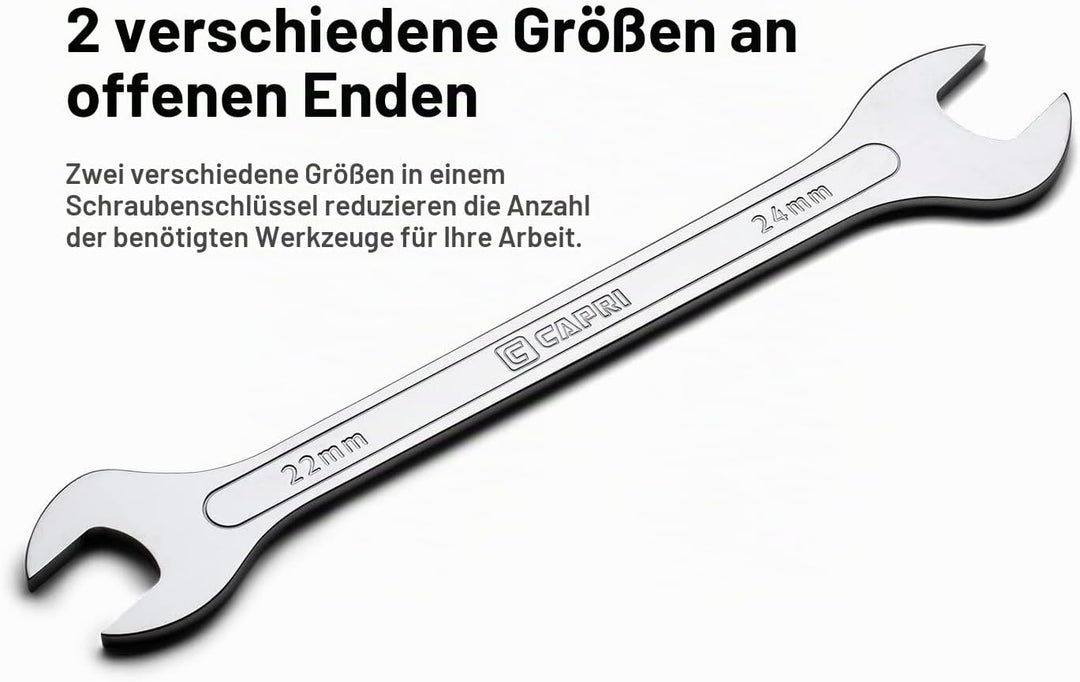 Capri Tools Superdünner Maulschlüssel-Satz, metrisch, 6 bis 19 mm, 7-teilig Metric Set, Metric Set