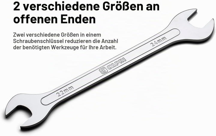 Capri Tools Superdünner Maulschlüssel-Satz, metrisch, 6 bis 19 mm, 7-teilig Metric Set, Metric Set