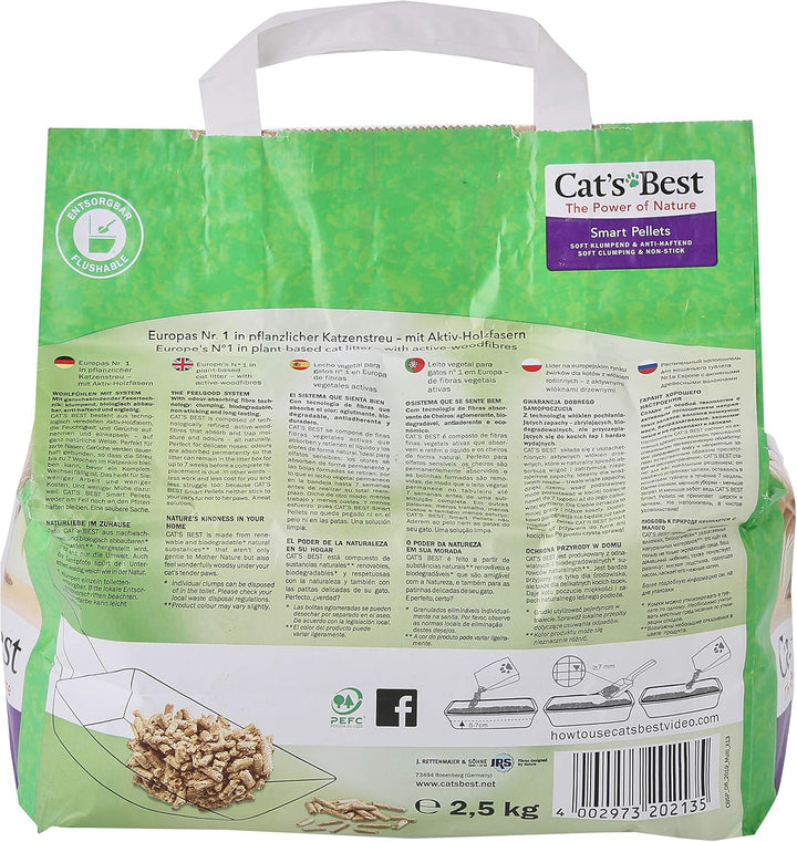 Cat's Best Smart Pellets, 100 % pflanzliche Katzenstreu, innovative Klumpstreu für Katzen aus antiha