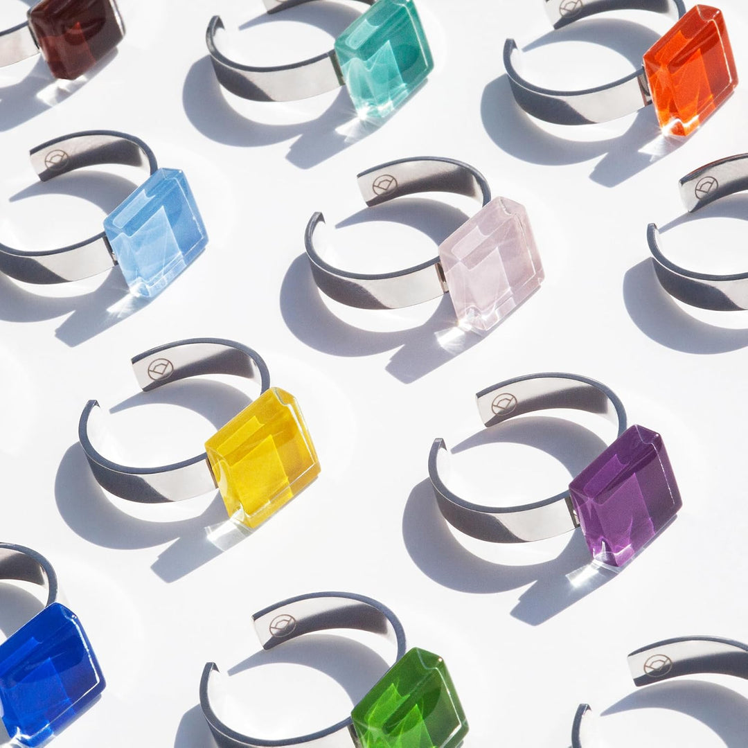 Ring mit Stein (10mm) • Geburtsstein Schmuck Damen bunt • Kleiner Edelstahlring grössenverstellbar (