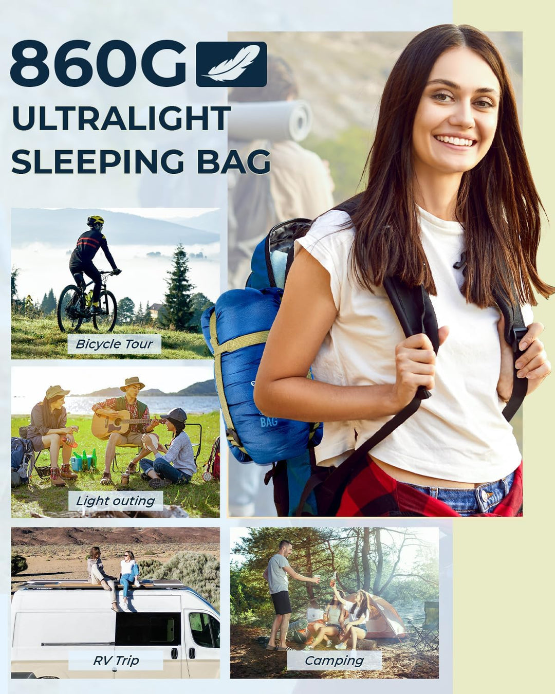 Schlafsack - Ohuhu Kleines Packmass &amp; Ultraleicht (860g) Sommer Schlafsack Deckenschlafsack Indoor O