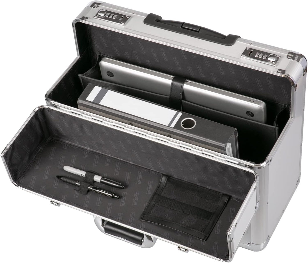 ALUMAXX 45122 Pilotenkoffer Omega, Koffer aus Aluminium, Alukoffer mit Rollen, Trolleykoffer, Fach f