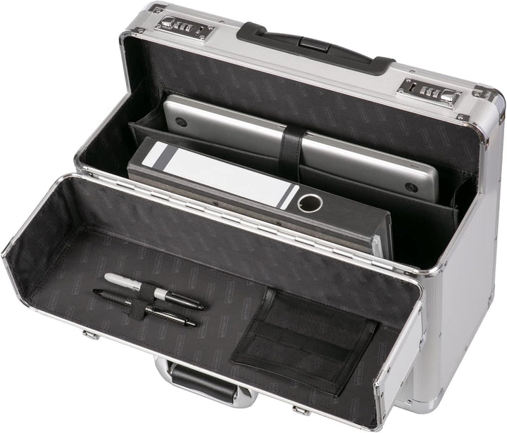 ALUMAXX 45122 Pilotenkoffer Omega, Koffer aus Aluminium, Alukoffer mit Rollen, Trolleykoffer, Fach f