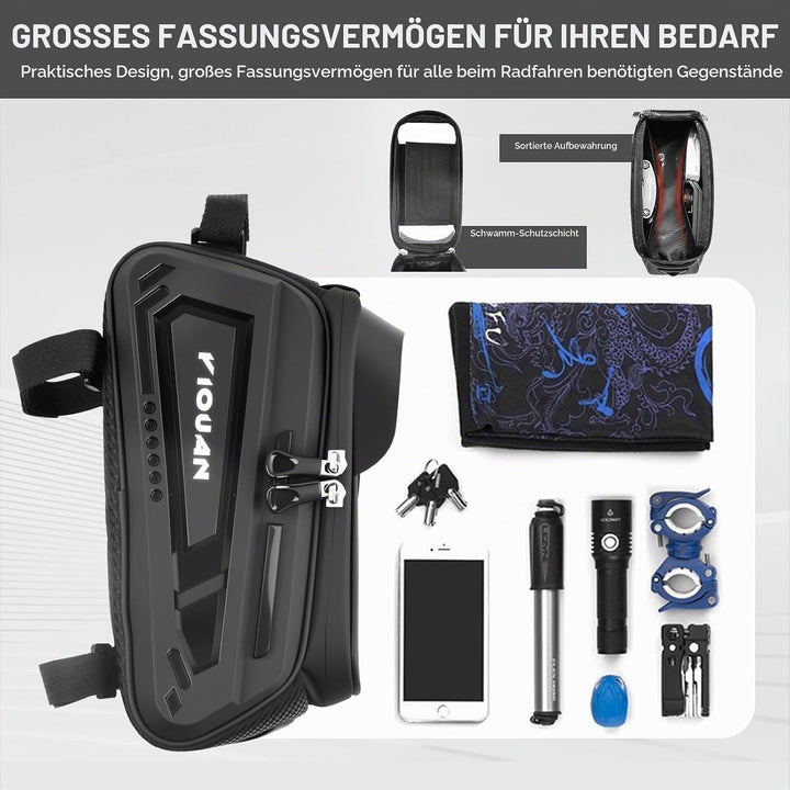 Fahrradtasche Rahmen, Wasserdicht Handytasche Fahrrad, Handy Oberrohrtasche mit TPU Sensitivem Touch