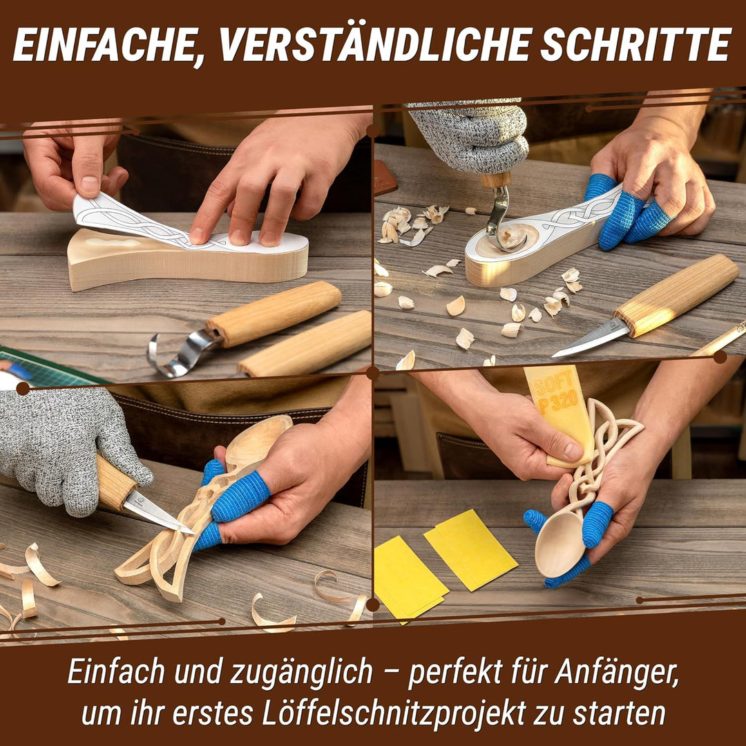 BeaverCraft - Löffelschnitzset für Anfänger DIY04 - Holzschnitzerei Schnitzel Hobby Kit für Erwachse