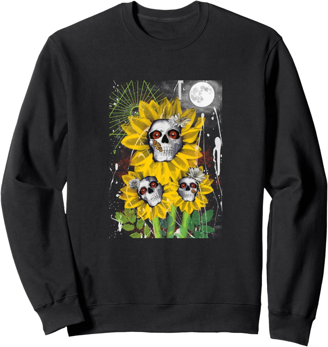 Sonnenblumenschädel Psychedelische Trippy Goth Kriechende Sweatshirt