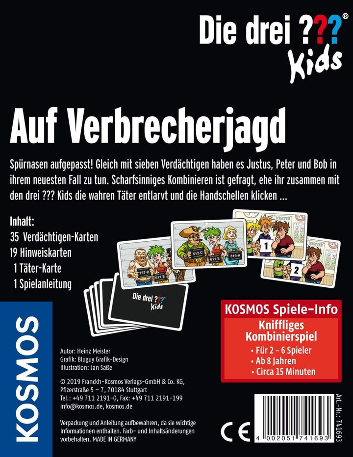 KOSMOS 741693 Die drei ??? Kids Auf Verbrecherjagd, Kartenspiel für 2-6 Spieler ab 8 Jahren, Detekti